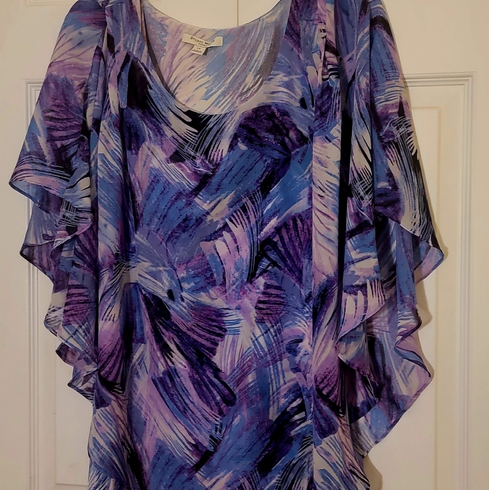 Studio Works Poncho Built in Tank Top Multi color 2X